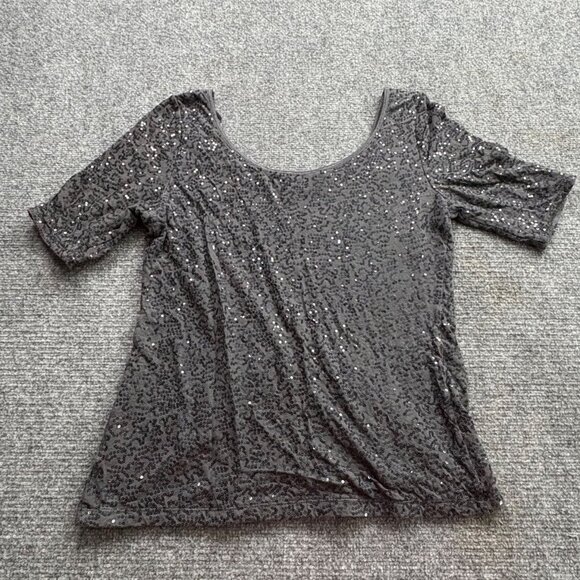 Banana‎ Republic Top Womens Small Black Sequins Dark Fairy Boho Sparkle Glitter - Picture 7 of 14
